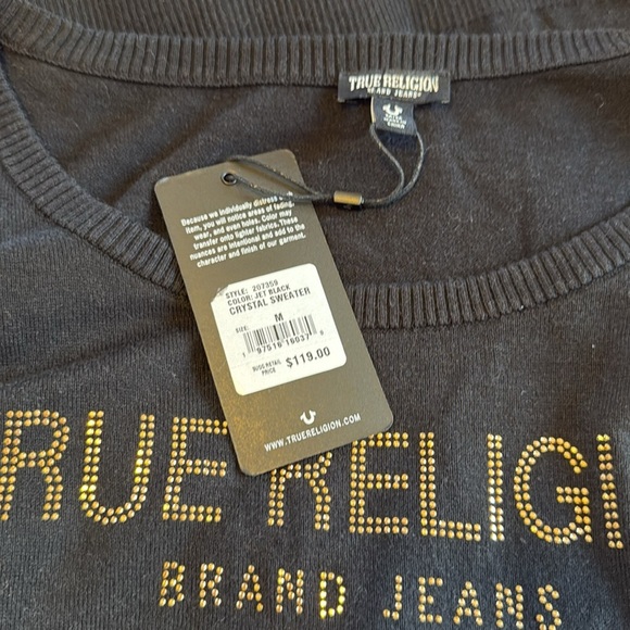 NWT True Religion Women's Crystal Logo Sweater - Picture 6 of 6